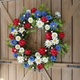 thumbnail image 5 of TERGAYEE Patriotic Red White Blue Flowers Wreath,Artificial Red White and Blue Wreath Memorial Day Flag Day Hanging Decorations Holiday Wreath Front Door Wall Window Home Decor, 5 of 6