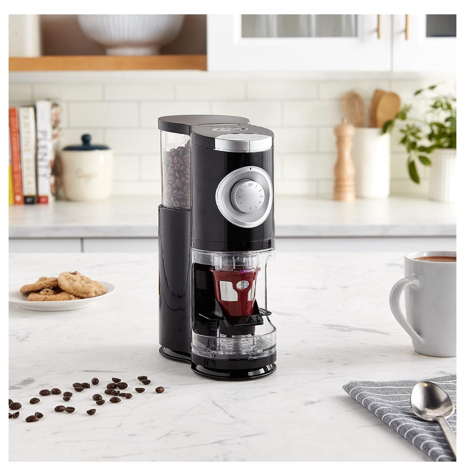 SOLOGRIND 2-in-1 Automatic Single Serve Coffee Burr Grinder for Coffee Pod,Black,1 EA