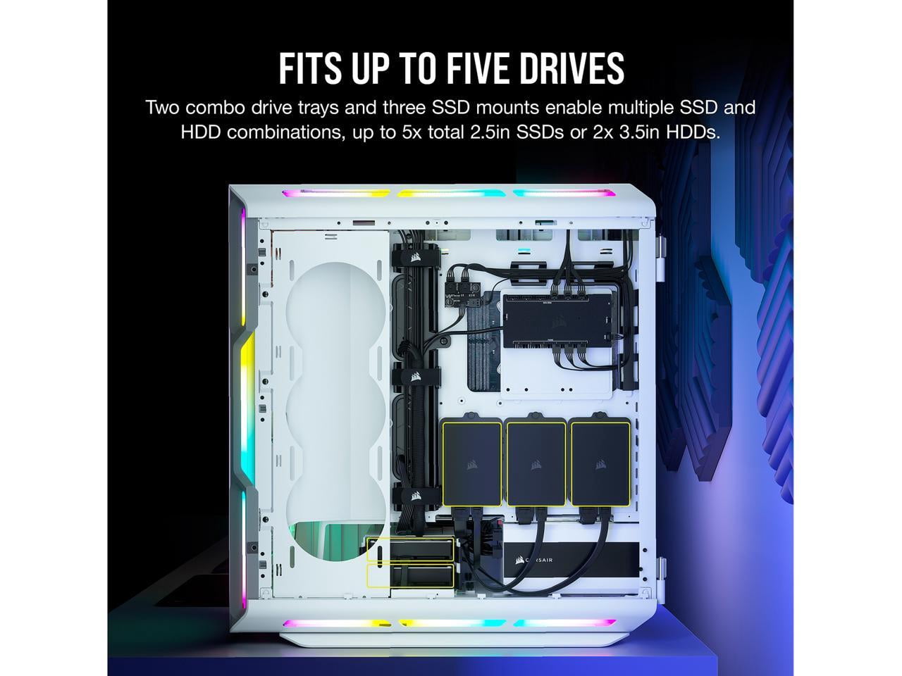 Corsair iCUE 5000T RGB CC-9011231-WW White Steel / Plastic / Tempered Glass ATX Mid Tower Computer Case