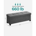 thumbnail image 2 of SONGMICS 43.3" Storage Ottoman Bench Ottoman with Storage CoEnd of Bed Storage Holds Up to 660 lb for Living Room Dark Gray, 2 of 8