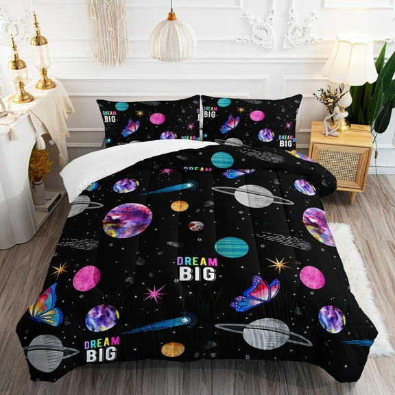 Hosima 3-Piece 3D Digital Printed Comforter Series of Children's and Adult Bedding with Aliens, Colorful Scales and Other Patterns,DLC30-Full-C