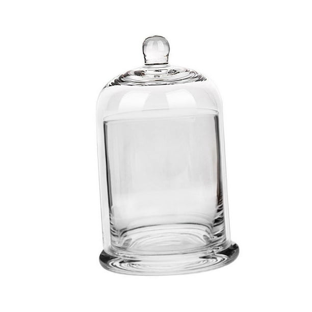Candelabro de cúpula de vidrio cloche con asa en la parte superior, cúpula de campana de vidrio con base para claro