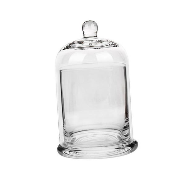 DOLITY Cloche Glass Dome Candle Holder Glass Cloche Dome with Base Tabletop Display Case with Top Handle for Snack Nuts Fairy Lights clear