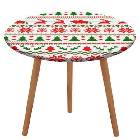 

Bybiment Round Fitted Tablecloth with Elastic Edge Christmas Sweater Pattern Decorative Tablecloth Table Cover 47 Inch