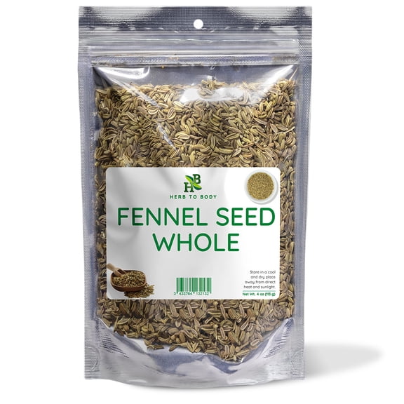 Herb To Body Pure and Fresh Fennel Seed Whole - 4oz | Aromatic Spice for Culinary Delights and Digestive Wellness | Packed for Flavorful Excellence