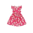 thumbnail image 1 of EYIIYE Robe Midi d'Été pour Petite Fille 1T-8T, Robe Trapèze à Manches Volantées pour Tout-Petit, Imprimé Floral, Col Rond, Robe Décontractée, Col Rond, Robe de Princesse à Fleurs pour Fête, Mode pour Enfants, Vêtements Mignons pour les Vacances, 1 of 6