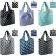 thumbnail image 3 of BeeGreen Bolsas de compras reutilizables para comestibles, paquete de 6 bolsas extragrandes de 50 libras Ripstop geométricas, lavables a máquina, bolsas de reciclaje de nailon con bolsa a granel, negr, 3 of 4