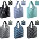 thumbnail image 3 of BeeGreen Bolsas de compras reutilizables para comestibles, paquete de 6 bolsas extragrandes de 50 libras Ripstop geométricas, lavables a máquina, bolsas de reciclaje de nailon con bolsa a granel, negr, 3 of 4