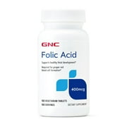 GNC Folic Acid 400mcg, Supports Healthy Fetal Development, Required for Proper Red Blood Cell Formation, 100 Count