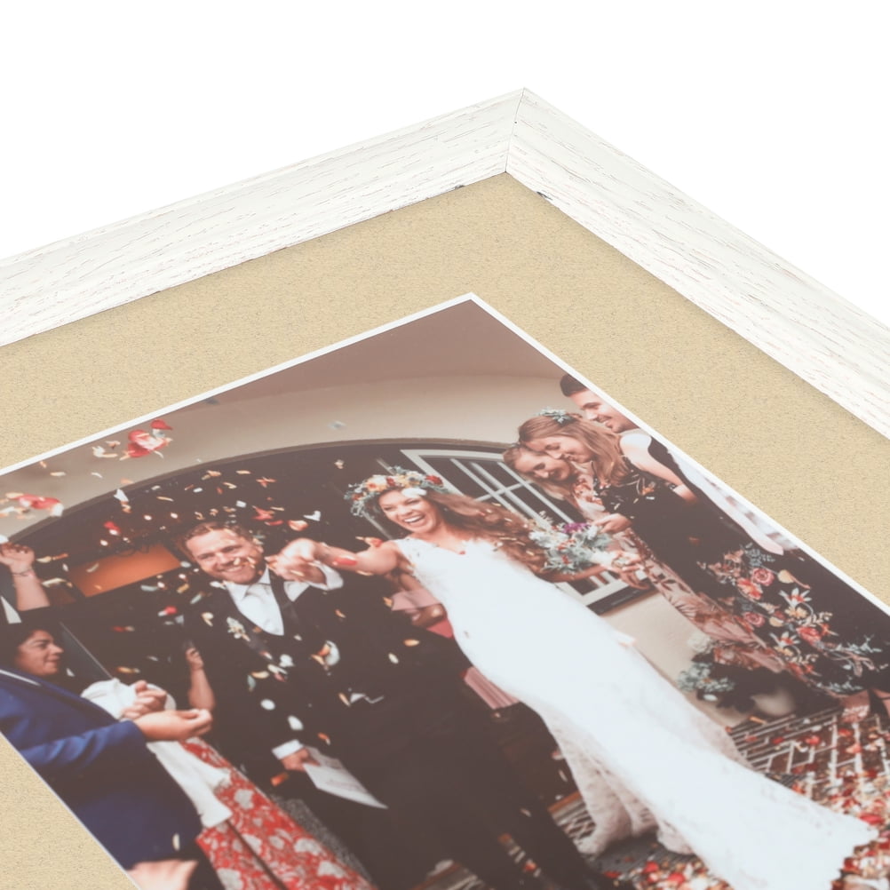 ArtToFrames 22x28" Matted Picture Frame with 18x24" Single Mat Photo Opening Framed in 1.25" Off White Wash on Ash and 2" Seaside Mat (FWM-4098-22x28)