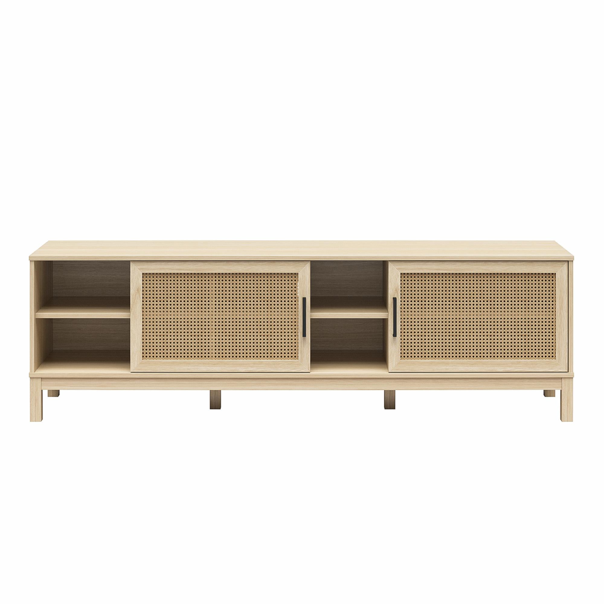 Mainstays Cane TV Stand for TVs up to 85", Spring Pine