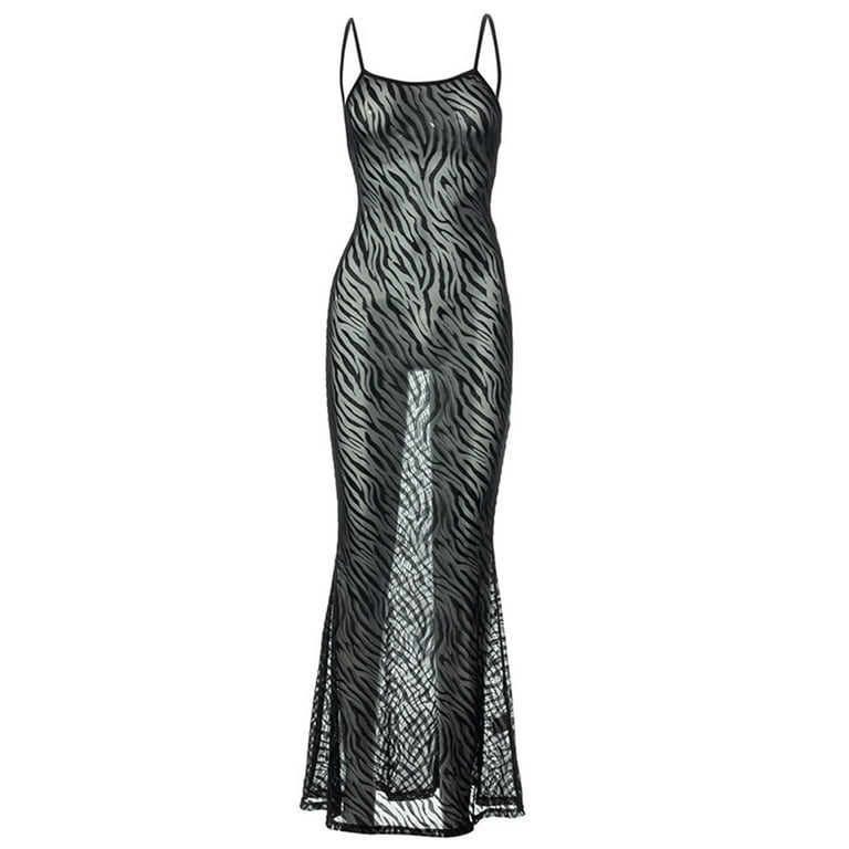 black zebra print mesh dress Zebra-Print Mesh Dress in Green M/L