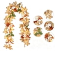 thumbnail image 2 of Lighted Fall Garland with White Berry Pumpkins, 6.56 FT Artificial Maple Leaf Vine with Warm White LED, for Fireplace Stairs Wall Wedding Party Decor, 2 of 7