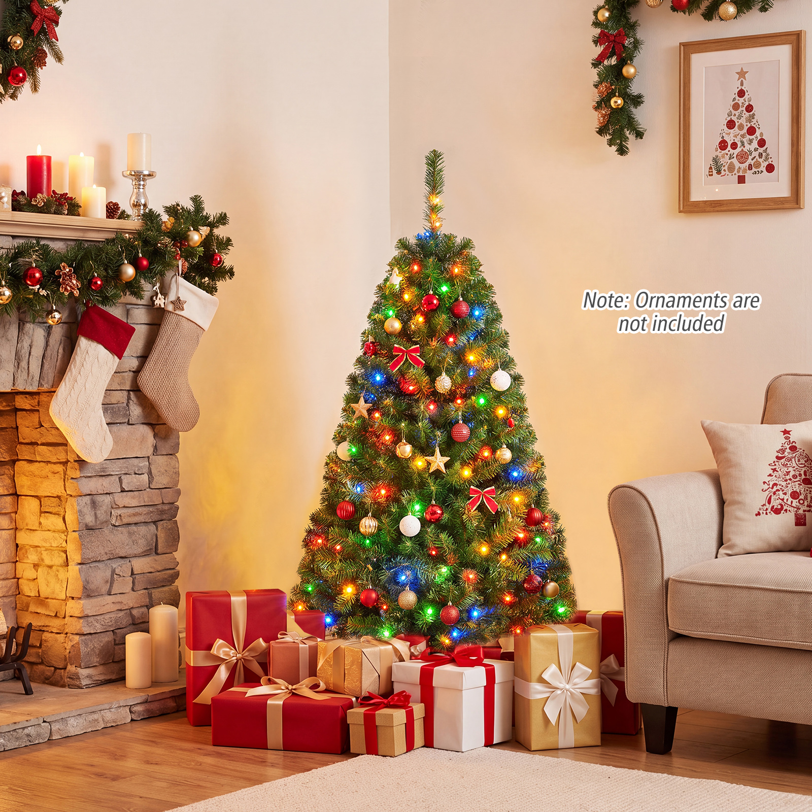 Costway 4' Pre-Lit Artificial Christmas Tree 100 LED photo 1