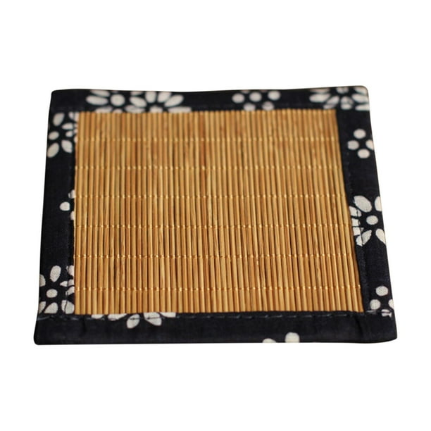 Tapete de té cuadrado de 10 x 10 cm, decorativo, con aislamiento térmico, para decoración de escritorio marrón claro