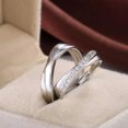 thumbnail image 2 of 18k White Gold Filled Cross Band AAA Cz Ring Women's Men Couple Rings Opening, 2 of 4