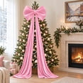 thumbnail image 5 of Ayieyill Velvet Christmas Tree Topper Bow, 67 Inch Large Bow for Christmas Tree Decorations (Pink), 5 of 7