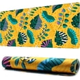 thumbnail image 1 of Extended Mouse Pad with Stitched Edges Extra Large Gaming Mousepads with NonSlip Rubber Base and MicroWeave Cloth Tropical Leaves Yellow Design Ideal for Gamer Office or Home (35.4" x 15.7"), 1 of 6