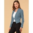 thumbnail image 4 of Chaqueta Allegra K Corta Casual De Negocios Sin Cuello Para Mujer Gris azul2 S, 4 of 6