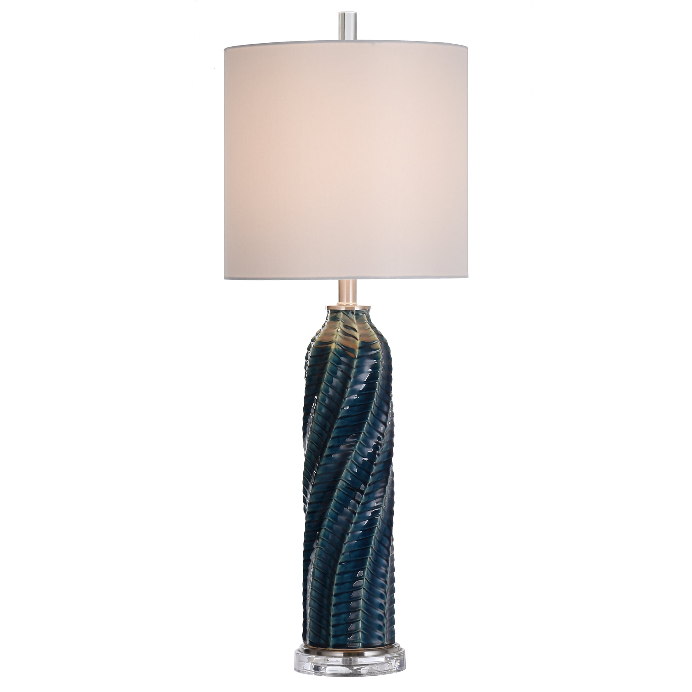 Bay St. Louis Ceramic Swirl Table Lamp - Turquoise Finish - White Fabric Shade