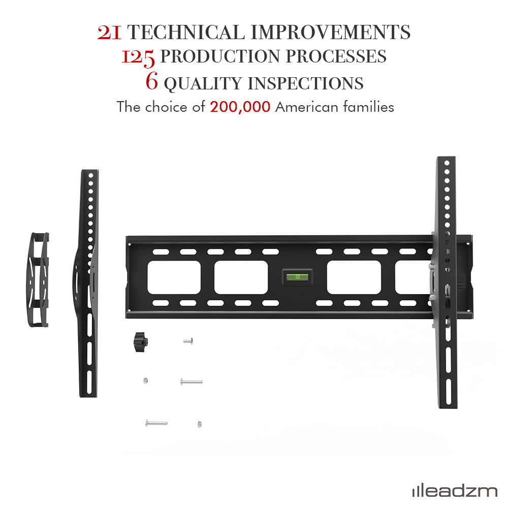 Atotoa Adjustable TV Wall Mount - Tilting TV Mounting Brackets Fit 32, 40, 42, 46, 50, 55, 65,70 Inch Plasma Flat Screen TV with Spirit Level Load Capacity 50kg TMW600 - image 4 of 12
