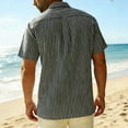 thumbnail image 5 of Mens Short Sleeve T-Shirts Top Shirt Formal Attire Striped Shirt Short Sleeves Black M, 5 of 7