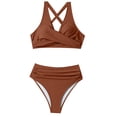 thumbnail image 6 of MDUKONU Women's Tummy Control Two Piece Swimsuit Women's Two Piece Swimsuit Coffee S, 6 of 7