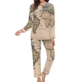 thumbnail image 3 of Old World Map 1714 Pajamas Country Map Cute Pajama Set Lady Two Piece Night Oversized Custom Sleepwear Birthday Gift, 3 of 7
