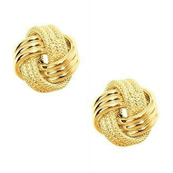 Jewelstop 10K Yellow Gold Shiny Love Knot Stud Post Earrings - 9mm, 1.18gr.