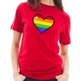 thumbnail image 3 of Plus Size Pixel Rainbow Heart Graphic Design Short Sleeve Cotton Jersey T-Shirt - Red XL, 3 of 4