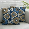 thumbnail image 3 of JEUXUS  Retro Throw Pillow Cushion Case, Nostalgic Flower Petals Spring Vibes on Vintage Colors Mosaic Tile Themed, Modern Accent Double-Sided Digital Printing,Night Blue and Tan, 3 of 5