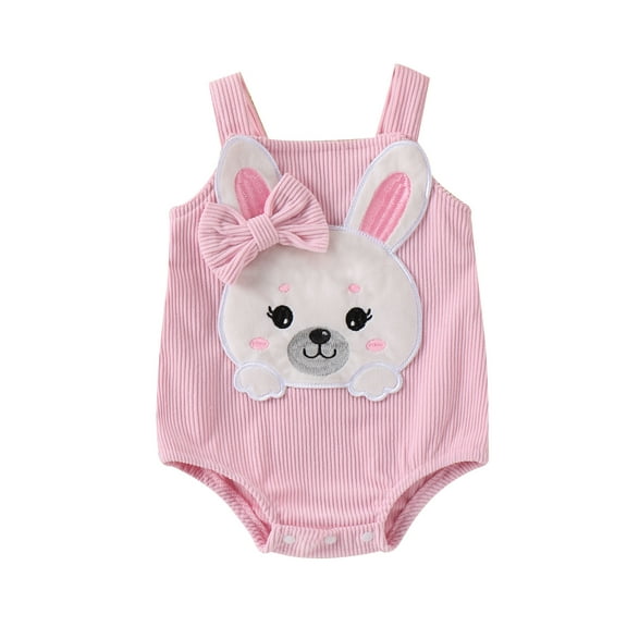 Bagilaanoe Newborn Baby Girl Easter Rompers Rabbit Print Sleeveless Bodysuits 3M 6M 9M 12M 18M Infant Summer One Piece Jumpsuit