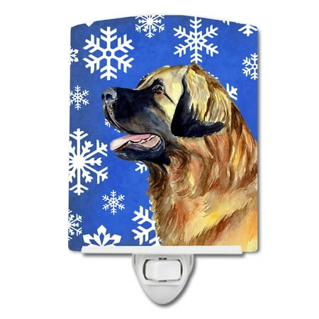 

Caroline s Treasures LH9303CNL Leonberger Winter Snowflakes Holiday Ceramic Night Light 6x4x3 multicolor
