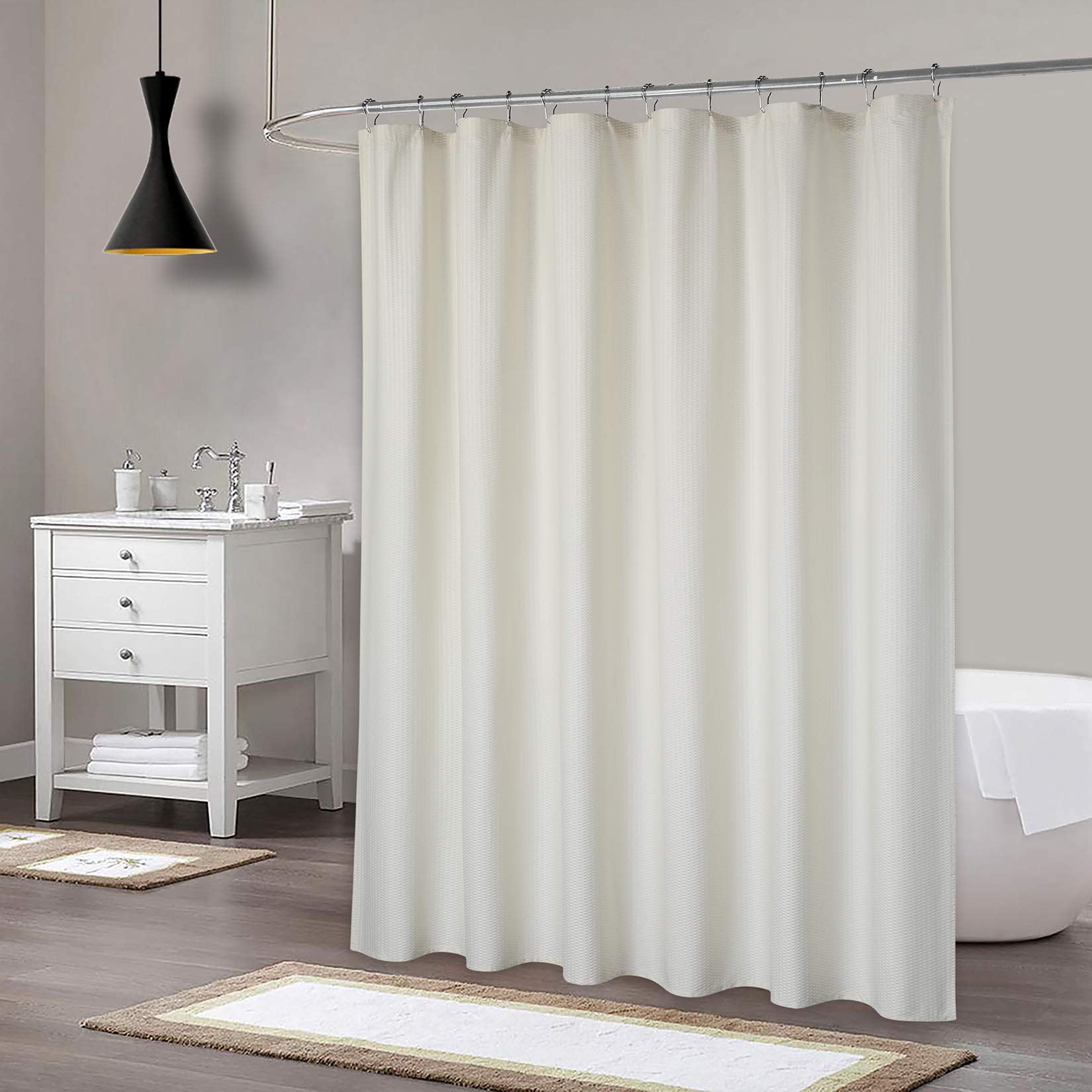 Hasoo 72"x84" Waterproof Cream Shower Curtain and Liner Set Farmhouse