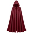thumbnail image 3 of SEAOPEN Cloak with Hood Women Renaissance Hooded Medieval Cloak Witch Robe Halloween Costume Open Front Witch Wizard Cape Red,Free Size, 3 of 4