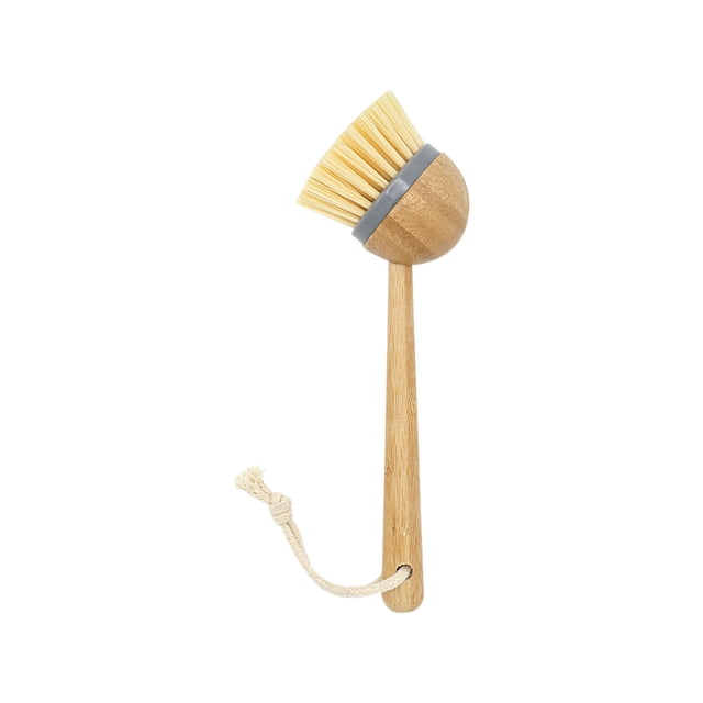 Cepillo de madera para lavar platos y limpiar ollas al aire libre | Cepillo de cocina multiusos con mango largo | Cepillo para lavar sartenes antiadherentes para eliminar grasa y suciedad