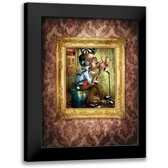Alvez, A. - Perez, A. 12x14 Black Modern Framed Museum Art Print Titled - Bluesman 2A