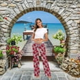 thumbnail image 2 of FREEAMG Womens Stylish Red Roses Black Spiders Web Soft Lounge Pajama Pant High-waist Sleepwear Bottom, 2 of 5