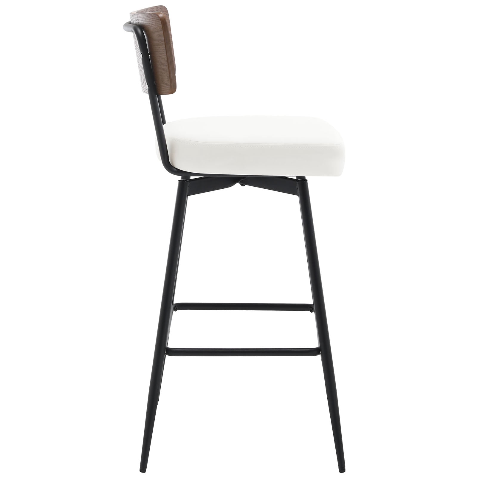 ANMINY Swivel Bar Stools Set of 3, 29" Seat Height, Upholstered Faux Leather Counter Barstools with Wood Backs and Metal Legs, Counter Height Bar Stool for Kitchen Island