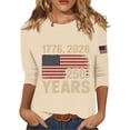 thumbnail image 2 of Bbyeadc America 250th Anniversary Shirts for Women 3/4 Length Sleeve Crew Neck America Shirt 1776-2026 250th Anniversary America Flag T-Shirt Casual Gift Top,Beige(M), 2 of 4
