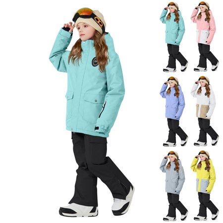 Aboser Kids Waterproof Snowsuit Set for Girls Boys Winter Skiing Snowboard Snow Suits Thick Windproof Snow Jackets and Pants 2 Piece Skisuits Khaki 5 Years