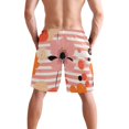 thumbnail image 3 of Dailycode Men's Quick Dry Swim Trunks Beach Shorts Casual Summer Board Shorts with Pockets, Poppy Flowers and Stripes, 3 of 8