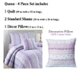 thumbnail image 2 of Cozy Line Shabby Chic Floral Ruffle Stripe 100% Cotton Reversible Quilt Set with Decorative Pillow (Lavender, Queen - 4 Piece), 2 of 6
