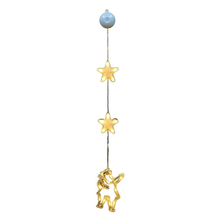 

Poseidon Christmas Window Light with Suction Cup Battery Operated Elk Snowflake Hanging Light Christmas Party Indoor Decor