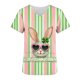 thumbnail image 3 of Camiseta de Manga Corta con Cuello en V Impreso de Pascua para las Mujeres con Camiseta de Vacaciones de Verano Casual de Bolsillo, 3 of 6