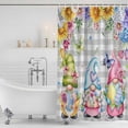 thumbnail image 3 of Easter Gnomes Shower Curtain, Waterproof Shower Curtains for Bathroom, Spring Floral Eggs Flowers Butterflies Gray Plaid Washable Bathtub Curtain Set Bath Decor with 12 Hooks Extra Long 72"x96", 3 of 8
