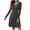 Dark Gray, variant on Womens Dresses Solid Color Round Neck Pleated Long Sleeve Short Dress Spring Work Business Casual Dresses