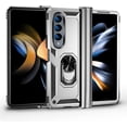 thumbnail image 3 of [4 in 1 Hinge Protection for Samsung Galaxy Z Fold 4 5G Case with Tempered Glass Screen Protector & Camera Lens Protector & Kickstand，[Military-Grade] Samsung Z Fold 4 Phone Case (Silver), 3 of 14
