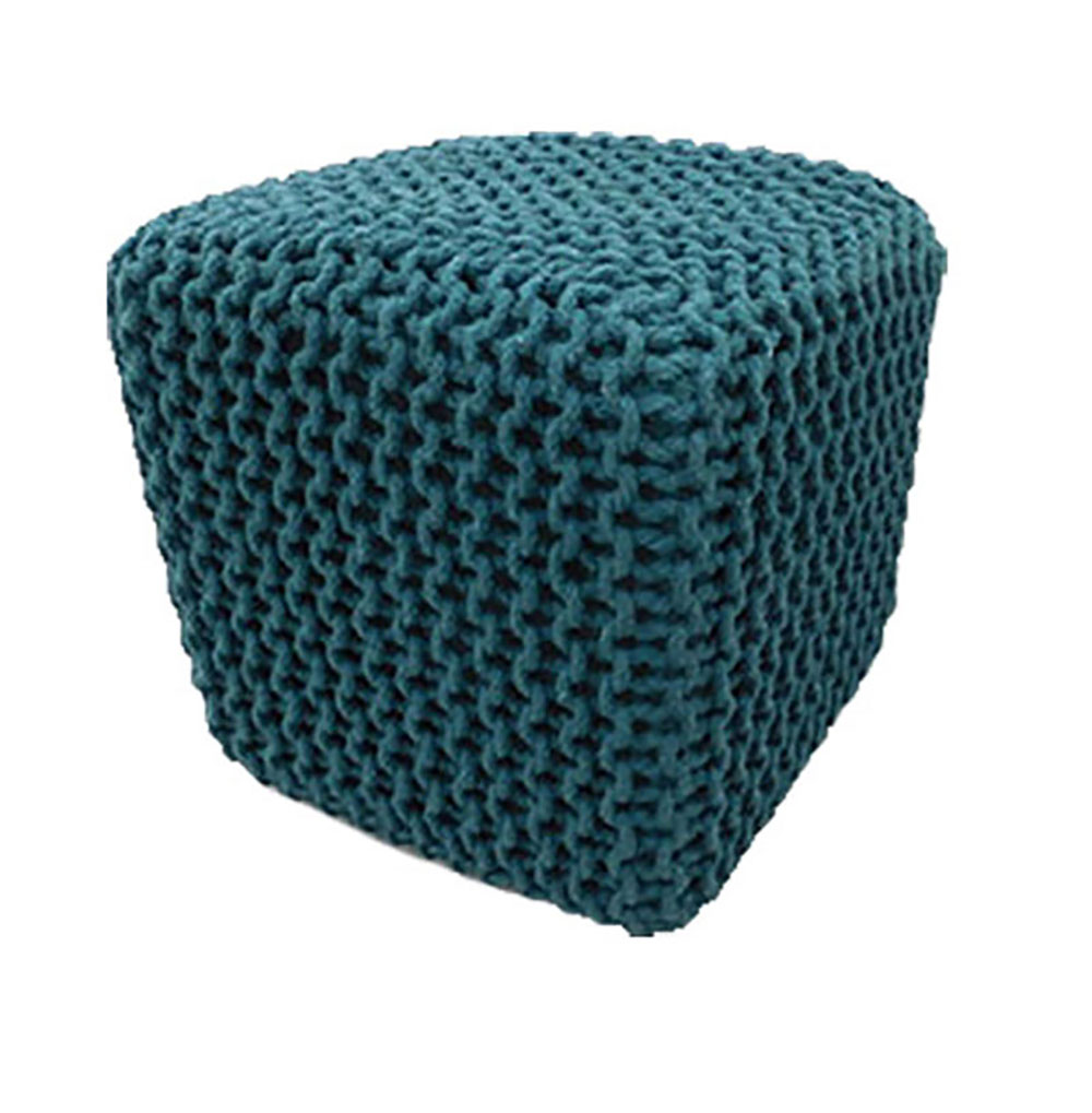 Spura Home Chicklet 100 Cotton Knitted Square Cube Pouf Ottoman for
