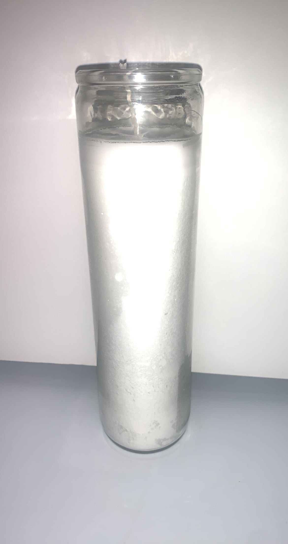 WHITE GLASS CANDLE SOLID COLOR PRAYER CANDLES 8" TALL GLASS CANDLES